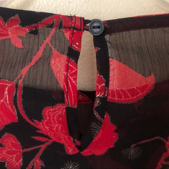 Roz & Ali Petite XS Sheer Blouse with Metallic Accents - Picture 10 of 16